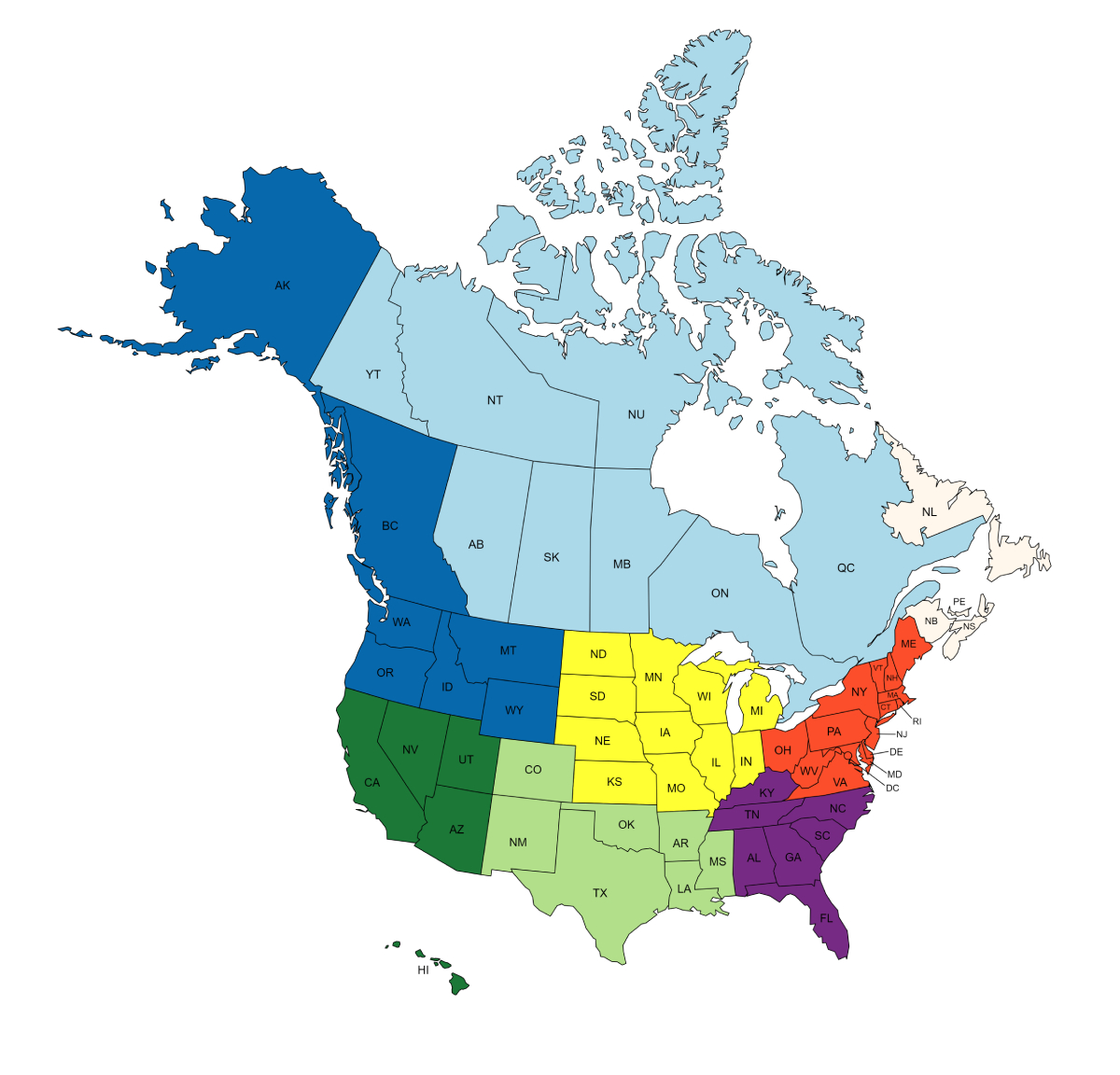 Sales contact by region
